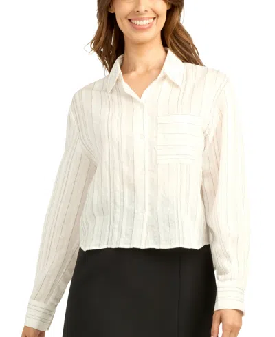 Bcx Juniors' Striped Collared Button-up Shirt In Color 5
