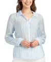Bcx Juniors' Striped Long-sleeve Button-front Shirt In Pat T