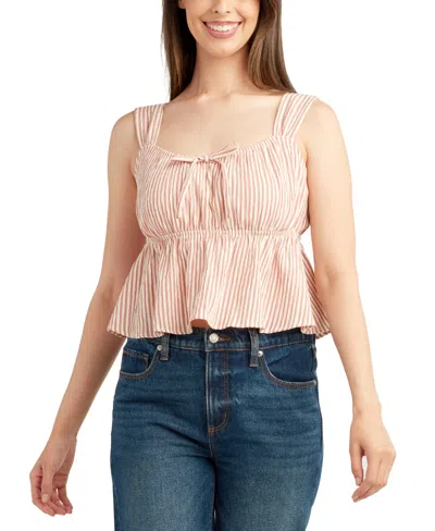 Bcx Juniors' Striped Sleeveless Babydoll Top In Pink