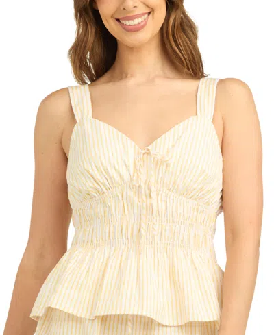 Bcx Juniors' Striped V-neck Peplum Tank In White
