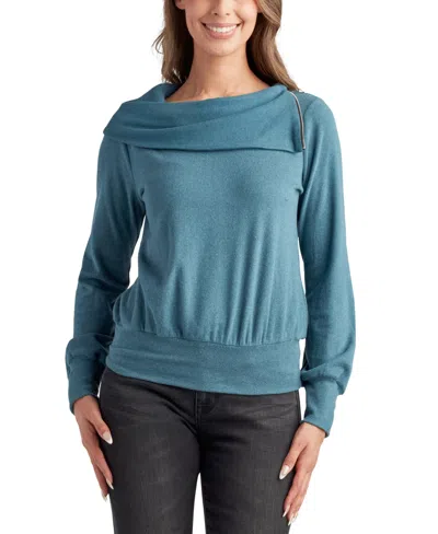 Bcx Juniors' Sueded Mini-rib Long-sleeve Sweater In Teal