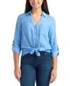 Bcx Juniors' Textured Collared Button-up Shirt In Blue