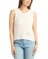Bcx Juniors' Textured Scalloped Sleeveless Sweater In Off White