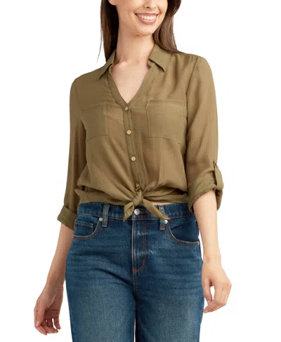 Bcx Juniors' Tie-hem Gauzy Shirt