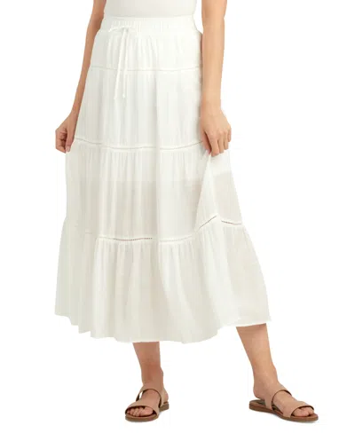 Bcx Juniors' Tiered Gauze Pull-on Maxi Skirt In Off White