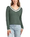 Bcx Juniors' V-neck Long Sleeve Sweater In Green