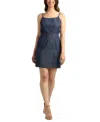 Bcx Juniors' Washed Denim Front-slit Mini Dress In Blue