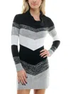 Bcx Juniors Womens Chevron Mini Sweaterdress In Grey