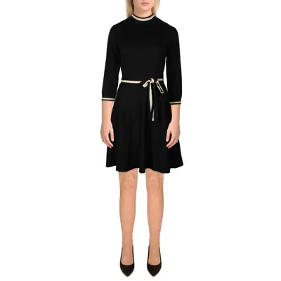 Bcx Juniors Womens Contrast Trim Knit Sweaterdress In Black