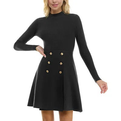 Bcx Juniors Womens Mock Neck Long Sleeve Sweaterdress In Black