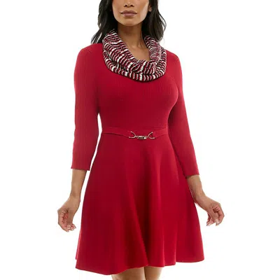 Bcx Juniors Womens Ribbed Rayon Sweaterdress In Red