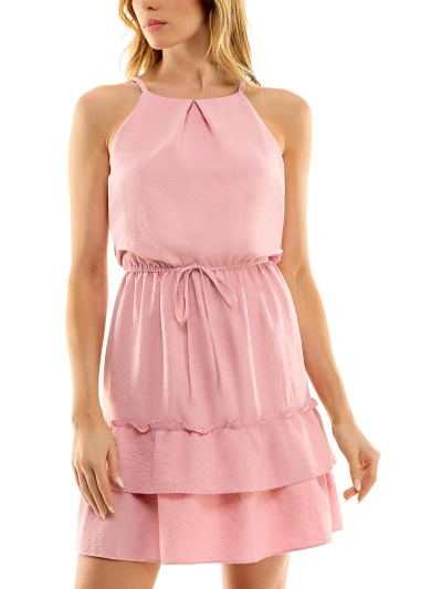 Bcx Juniors Womens Ruffled Hem Drawstring Waist Sundress In Pink