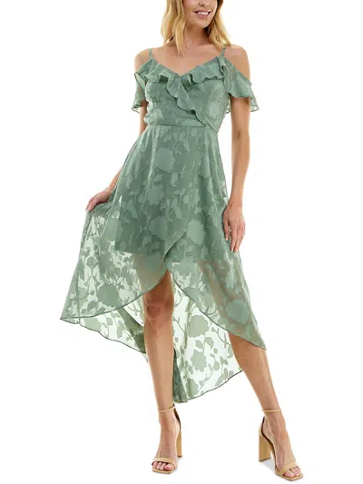 Bcx Juniors Womens Ruffled Hi-low Cocktail And Party Dress In Multi