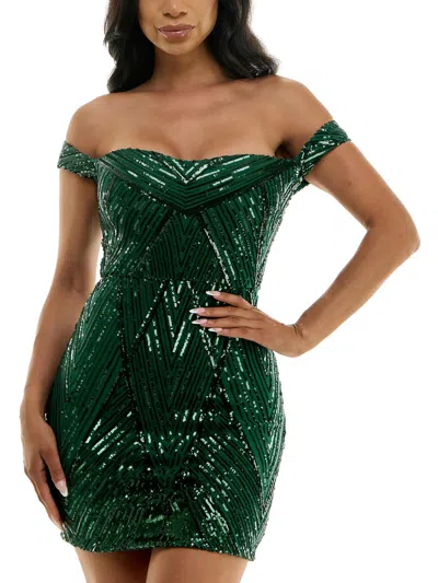 Bcx Juniors Womens Sequined Bodycon Dress In Green