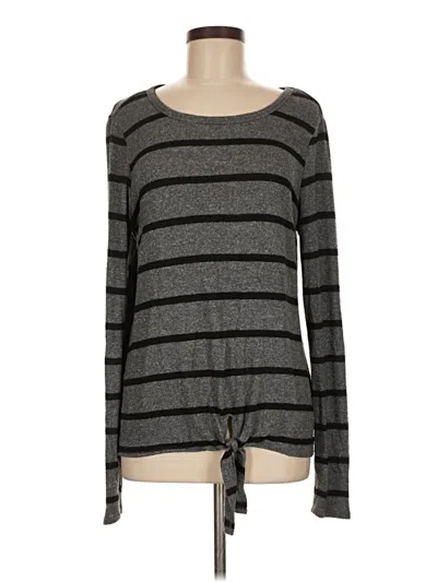 Pre-owned Bcx Long Sleeve Top Gray Boatneck Tops