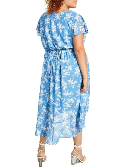 Bcx Plus Womens Cocktail Midi Fit & Flare Dress In Blue