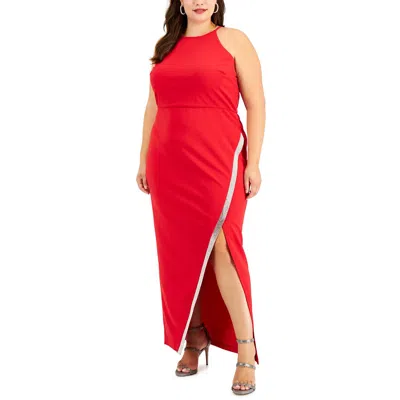 Bcx Plus Womens Halter Sleeveless Evening Dress In Red