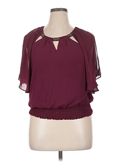Pre-owned Bcx Short Sleeve Blouse In Burgundy