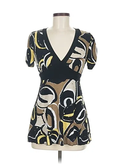 Pre-owned Bcx Short Sleeve Top Black Plunge Neckline Tops