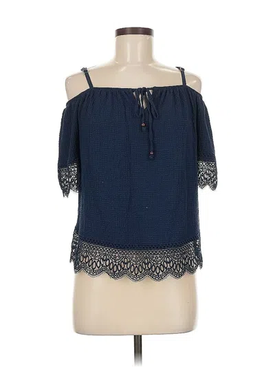 Pre-owned Bcx Short Sleeve Top Blue Cold Shoulder Neckline Tops