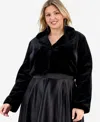 Bcx Trendy Plus Size Cropped Faux-fur Jacket In Black