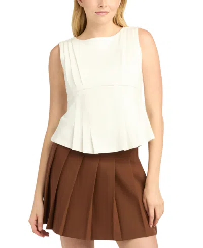 Bcx Women's Asymmetrical Pleated Top In White