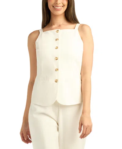 Bcx Women's Button-front Cami Top In White