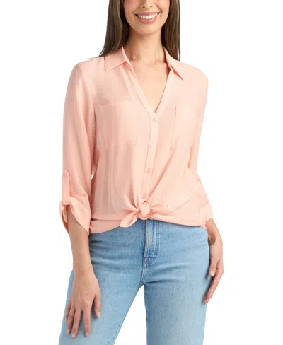 Bcx Women's Button-up Collared Shirt In Pink