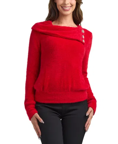 Bcx Women's Cowl Neck Mohair Top In Purple