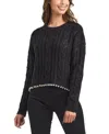 Bcx Women's Crew Neck Pull-on Sweater In Black