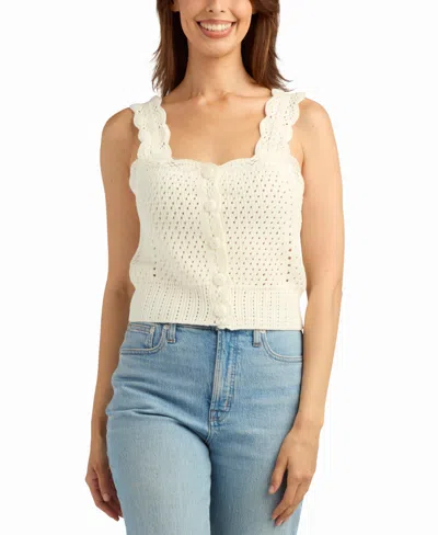 Bcx Women's Crochet Scallop Sweater Top In Neutral