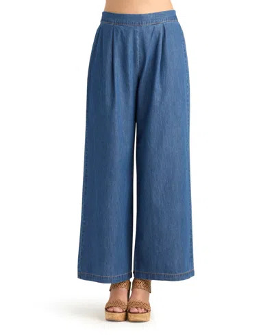 Bcx Women's Denim Wide-leg Pull-on Pants In Blue