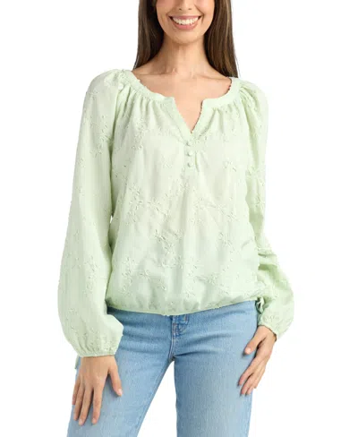 Bcx Women's Embroidered Long-sleeve Top In Green