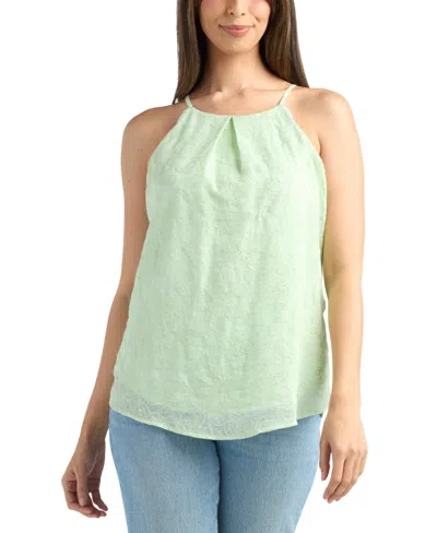 Bcx Women's Embroidered Scallop Edge Top In Green