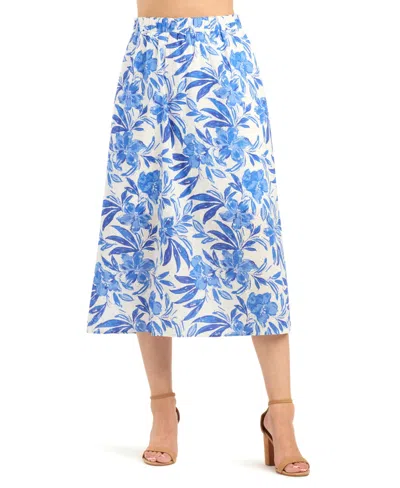 Bcx Women's Eyelet Print Pleated Pull-on Skirt In Blue