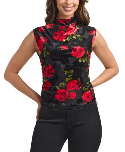 Bcx Women's Floral Print Mock Neck Sleeveless Top In Multi