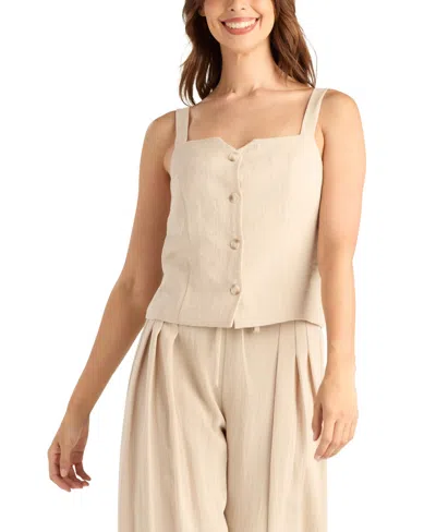 Bcx Women's Gauze Square Neck Top In Nude