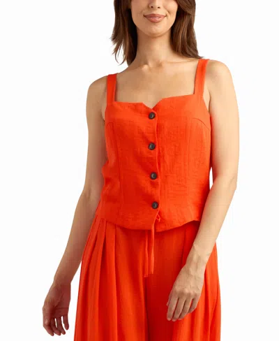 Bcx Women's Gauze Square Neck Top In Red