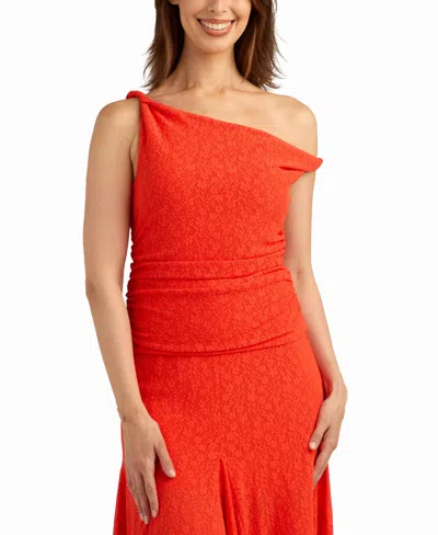 Bcx Women's Knit Lace Twist Neck Top In Red