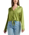 Bcx Women's Long-sleeve Tie Front Top In Green