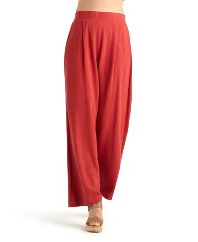 Bcx Women's Mid-rise Wide-leg Pull-on Pants In Red