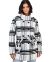 Bcx Juniors' Plaid Micro-fleece Belted Jacket In Multi
