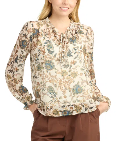 Bcx Women's Print Clip Dot Top In Brown