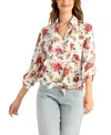 Bcx Women's Printed Collared Button-up Top In Multi