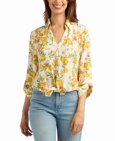 Bcx Women's Printed Collared Neck Shirt In Multi