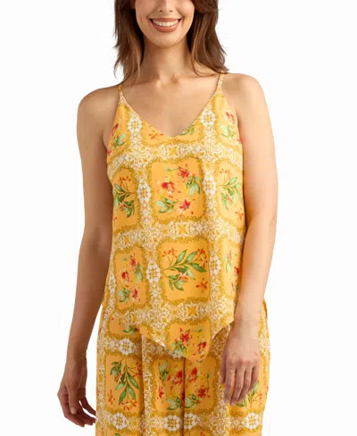 Bcx Women's Printed V-neck Top In Yellow