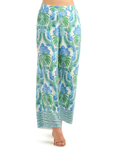 Bcx Women's Printed Wide-leg Mid-rise Pants In Green