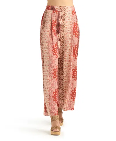 Bcx Women's Printed Wide-leg Pull-on Pants In Pink