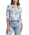Bcx Women's Resort Button Front Boarder Shirt In Blue
