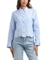 Bcx Women's Resort Button Up Long Sleeve Shirt In Blue